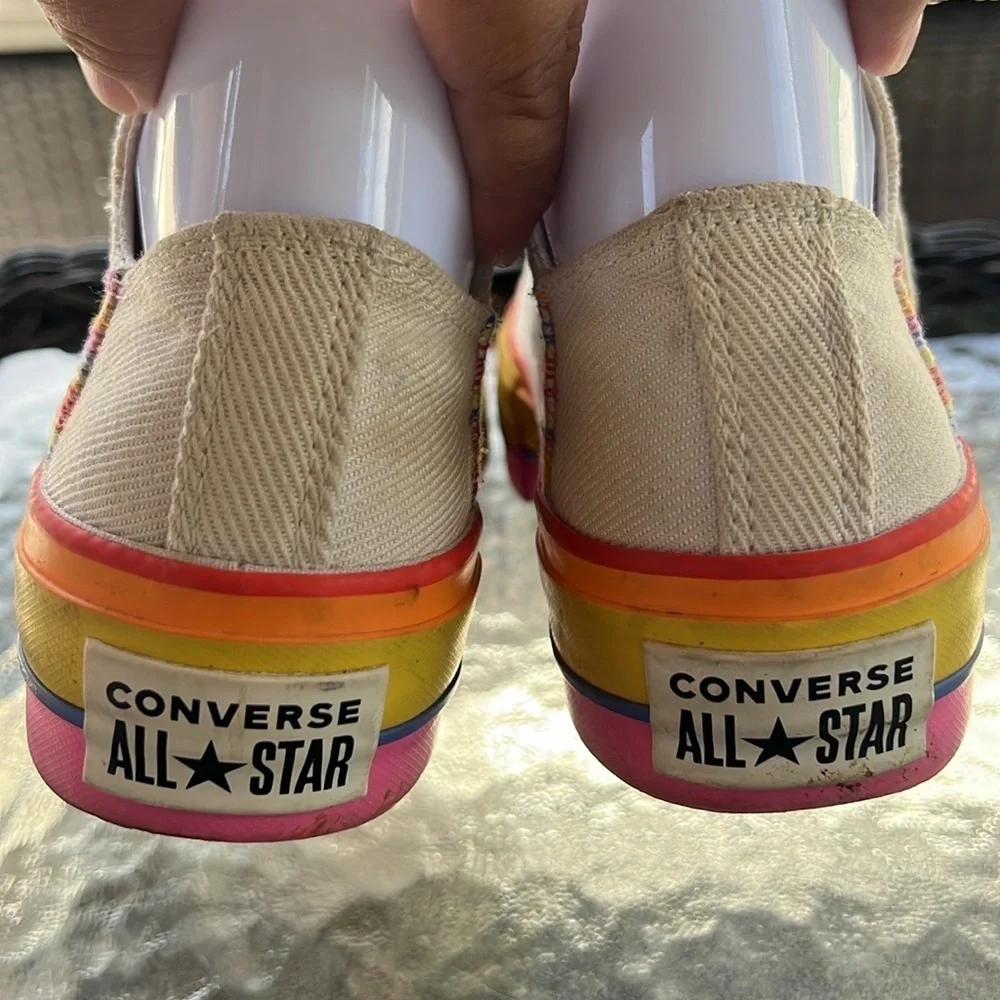 Converse Chuck Taylor All Star Low Top Rainbow Platform Sneaker Summer 5.5